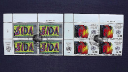 UNO-Genf 184/5 Eckrandviererblock ´A´, Oo/ESST, Weltweite Aidsbekämpfung - Used Stamps