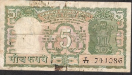 INDIA  P55  5  RUPEES  1970 Signature 78  FINE - Inde
