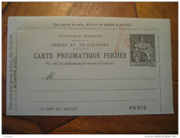 Carte PNEUMATIQUE Fermee Overprinted Taxe Reduite 30c TELEGRAPHE 50c Postal Stationery Card France - Pneumatici