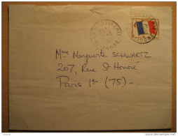 La Martinerie Indre 1971 To Paris Militar Postage Paid Franchise Militaire Stamp Flag Cancel Cover France - Military Postage Stamps