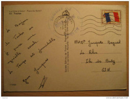 Toulon Mont Faron 1972 To Ile De Batz Militar Postage Paid Franchise Militaire Stamp Flag Cote D'Azur Post Card France - Military Postage Stamps