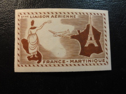 Premiere Liason Aerienne FRANCE MARTINIQUE Vignette Poster Stamp Label France - Aviación