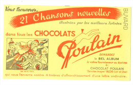 Buvard Ancien Chocolat  "Chocolats Poulain" 21 Chansons Ma Petite Folie (fond Jaune) - Chocolat