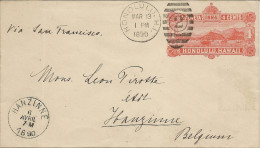 Entier Postal De Hawai De 1890, Pour La Belgique , Avec Cachet D´arrivée Hanzinne 6 Avril 1890 RRR - Hawaï