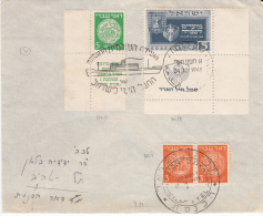 ISRAEL 24/10/1949 USED COVER MICHEL 1A, 2A AND 19 FULL TABS - Briefe U. Dokumente