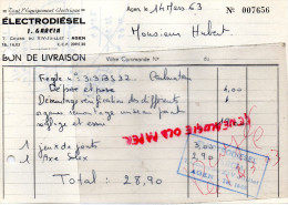 47 - AGEN - FACTURE ELECTRODIESEL - J. GARCIA - 7 COURS DU XIV JUILLET - 1963 - 1950 - ...