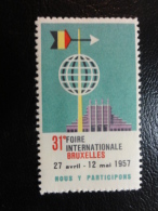 1958 Bruxelles Vane Guirouette Veleta Vignette Poster Stamp Label Belgium - Erinnofilia [E]