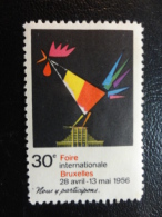 1956 Foire Bruxelles French Text Cock Coq Gallo Vignette Poster Stamp Label Belgium - Erinnophilia [E]