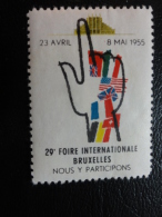 1955 Foire Bruxelles French Text Vignette Poster Stamp Label Belgium - Erinnofilie [E]