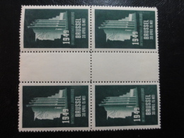 1949 Jaarbeurs Bruxelles Interpaneau 4 Bloc Mercure Vignette Poster Stamp Label Belgium - Erinnophilia [E]