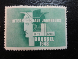 1948 Jaarbeurs Flemish Text Bruxelles Mercure Vignette Poster Stamp Label Belgium - Erinofilia [E]