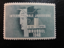 1948 Jaarbeurs Flemish Text Bruxelles Mercure Vignette Poster Stamp Label Belgium - Erinnophilie - Reklamemarken [E]