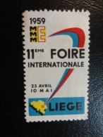 1959 Foire De LIEGE Vignette Poster Stamp Label Belgium - Erinnophilie [E]