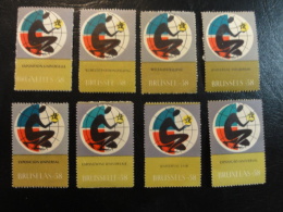 Exposition Universelle 1958 8 Different Languages Denteles Vignette Poster Stamp Label Belgium - Erinnophilie [E]