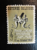 1949 OSTENDE CONCOURS CHANT ET PIANO MUSIC MUSIQUE Vignette Poster Stamp Label Belgium - Erinnofilia [E]