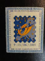 2001 500 Anv Europa Post Vignette Poster Stamp Label Belgium - Erinnophilia [E]