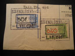 LIEGE 1946 50F + 0,40 On Piece Fragment Fiscales Timbre Revenue Fiscal Tax Postage Due Official BELGIUM Belgique Belgie - Documents