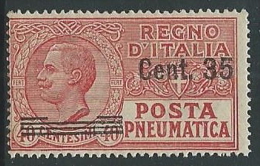 1927 REGNO POSTA PNEUMATICA SOPRASTAMPATO 35 SU 40 CENT MNH ** - M2 - Pneumatic Mail