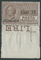 1924-25 REGNO POSTA PNEUMATICA SOPRASTAMPATO 15 SU 10 CENT MNH ** - M4-4 - Rohrpost