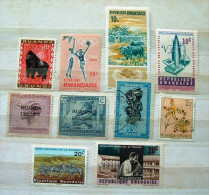 Ruanda-Urundi + Rwanda 1925 - 1965- Chemistry Gorilla Hair Dress Wood Carving Flowers University Zebra - Used Stamps