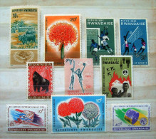 Ruanda-Urundi + Rwanda 1959 - 1966 Gorilla Flowers Buffalo Football Soccer Volley Basket Nuclear Peace Satellites - Used Stamps