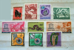 Ruanda-Urundi + Rwanda 1959 - 1968 Gorilla UNESCO Elephant Zebra Flowers Snake Music Nuclear Bird Mountain - Used Stamps