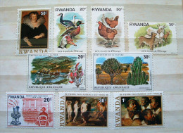 Rwanda 1975 - 1978 Chickens Ducks Paintings Rubens Goat Cactus Phone - Oblitérés