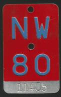 Velonummer Nidwalden NW 80 - Plaques D'immatriculation