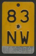 Velonummer Mofanummer Gelb Nidwalden NW 83 - Nummerplaten