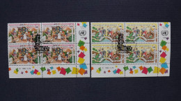 UNO-Genf 254/5 Yv 274/5 Eckrandviererblock ´D´, Oo/ESST,  Int. Konferenz über Bevölkerung Und Entwicklung (ICPD) - Used Stamps