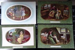 Cpa Lot 4x Litho Relief Couleur Illustrateur ARNO ARTCHROM  SERIE 2x 4066 + 4039 SCENE Enfant Chat Perroquet - Collections, Lots & Séries