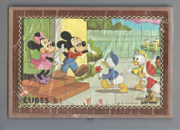 WALT DISNEY PRODUCTIONS...ancien Puzzle Cubes Disney 24/2 Complet (6 Puzzles En 1).JEU GARNIER - Rompecabezas