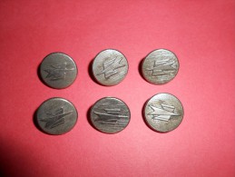 7  Boutons Argentés P.T.T - Poste - - Buttons