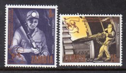 ZAMBIA - 1969 INTERNATIONAL LABOUR ORGANISATION ILO MINING SET (2V) FINE MNH ** SG 145-146 - IAO