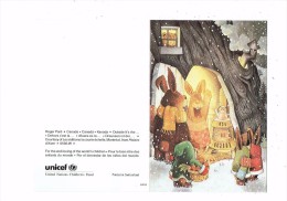 Canada - Roger Paré - UNICEF - Illustration Lapins Humanisés Ours à La Fenêtre Maison Arbre Carottes - Animaux Habillés