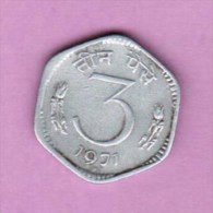 INDIA  3 PAISE 1971 (KM # 14.2) - Indien