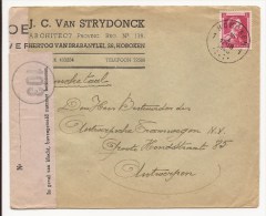 L Affr N°528 Càd HOBOKEN/1945 + Bande Et Cens Des Communication Pour Anvers - Guerre 40-45 (Lettres & Documents)