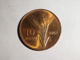 TURQUIE  10 KURUSH 1967 -KM.891.1 - Bronze  -SUPERBE - Türkei