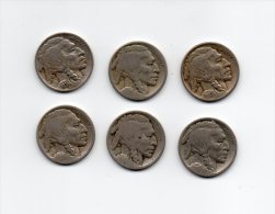 854 I ) USA - LOT DE 6  PIECES DE FIVE CENTS (BISON ET TETE D'INDIEN) - Sonstige – Amerika