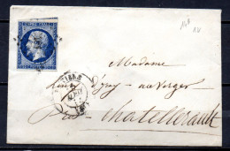 1/ France N° 14 Napoléon III Oblitéré Sur Lettre   , Cote : ?,00 € - 1853-1860 Napoléon III