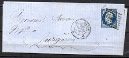 1/ France N° 14 Napoléon III Oblitéré Sur Lettre   , Cote : ?,00 € - 1853-1860 Napoleon III