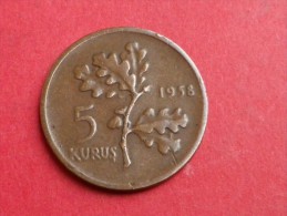 TURQUIE  5  KURUSH 1958   -KM.890.1  - BRONZE  -   TB - Türkei