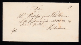 18??. Til Hr. Harboe, Lille Kjøbmagergade No 187-188, 2den Sal Til Gaarden, Kjøbenhavn ... (Michel: ) - JF500521 - ...-1851 Prephilately