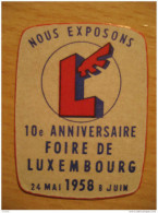 LUXEMBOURG 1958 Foire Poster Stamp Label Vignette Viñeta Luxemburgo - Sonstige & Ohne Zuordnung