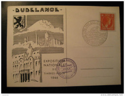 Dudelange 1946 Soldier On Cancel + Stamp On Card Luxembourg - Commemoration Cards