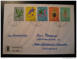 Luxembourg 1977 To Dusseldorf Germany CARITAS Flora Fleur Flower Registered Cover - Storia Postale