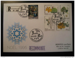 Luxembourg 1995 Noel Flora Tree Bienfaisance Charity 5 Stamp On Registered Cover - Lettres & Documents
