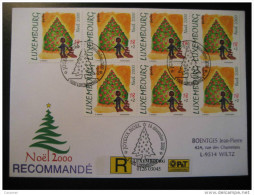 Luxembourg 2000 Noel 7 Stamp On Registered Cover - Briefe U. Dokumente