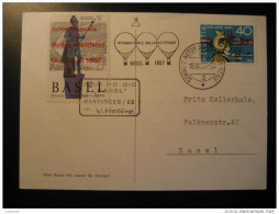 Basel 1957 Balloon Fligh + Special Overprinted Fligth Vignette Poster Stamp - Autres & Non Classés