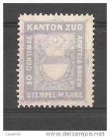 Canton Zug Stempel Marke 10c Dentelé - Steuermarken